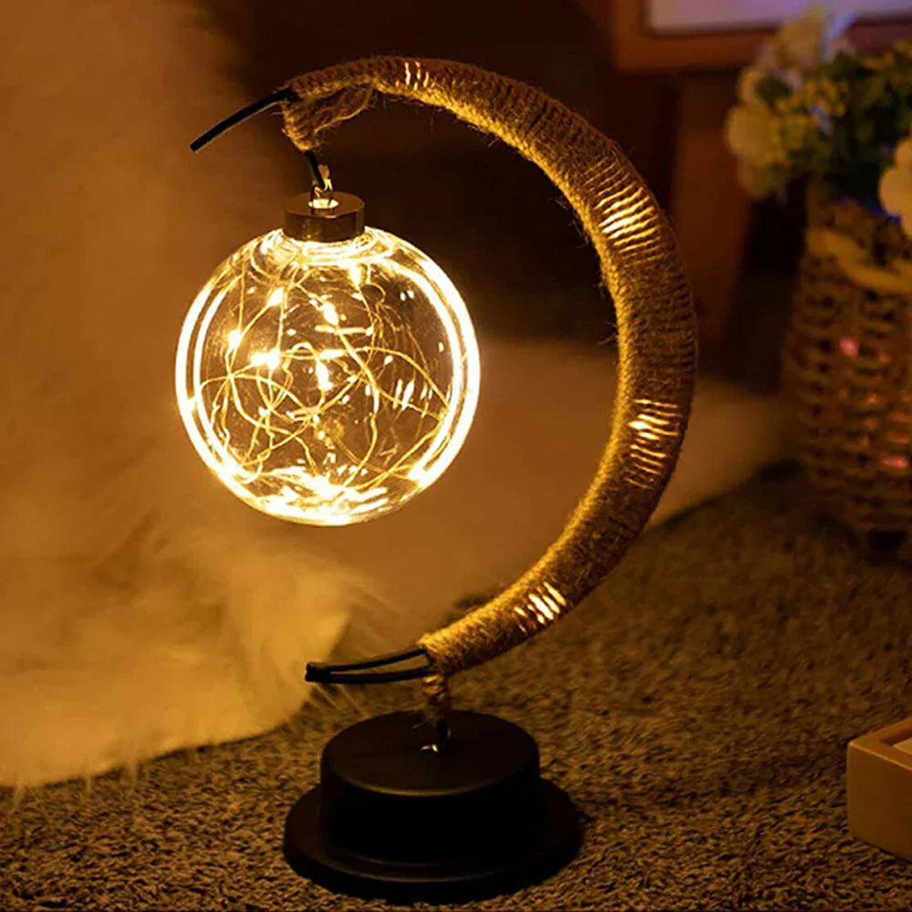 LunaGlow Lámpara de mesa lunar – lámpara LED con diseño de media luna y luz cálida y acogedora