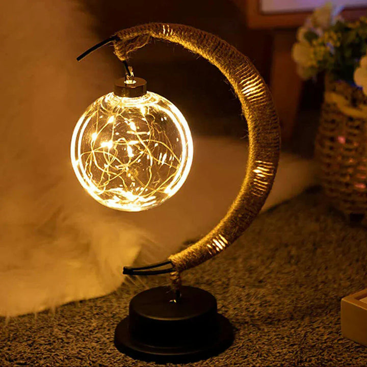 LunaGlow Lámpara de mesa lunar – lámpara LED con diseño de media luna y luz cálida y acogedora