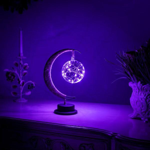 LunaGlow Lámpara de mesa lunar – lámpara LED con diseño de media luna y luz cálida y acogedora