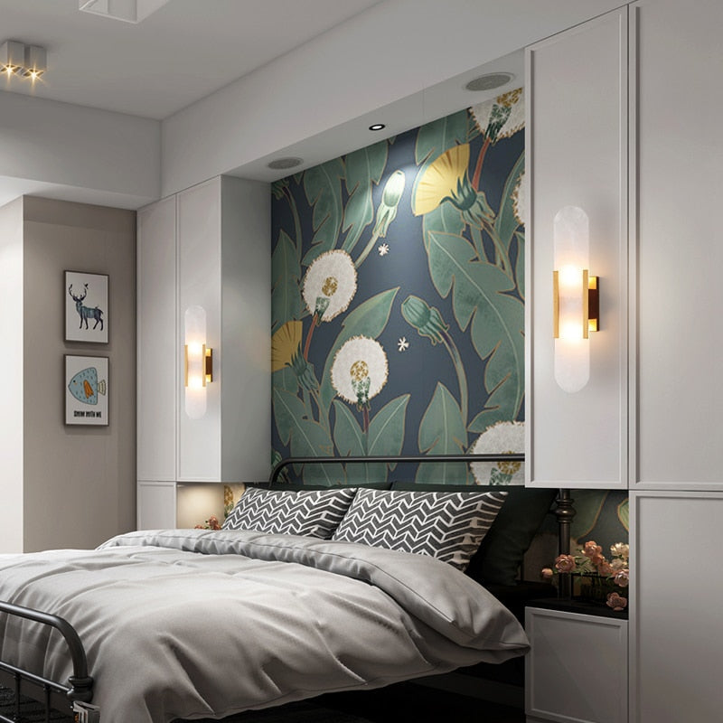 Applique murale Márbilo – Marbre espagnol de luxe avec finition en cuivre &amp; éclairage LED chaud