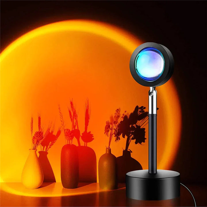 Solarya Sunset Lamp – 4 Kleurstanden, Dimbare LED &amp; Sfeervol Warm Licht voor Elke Ruimte