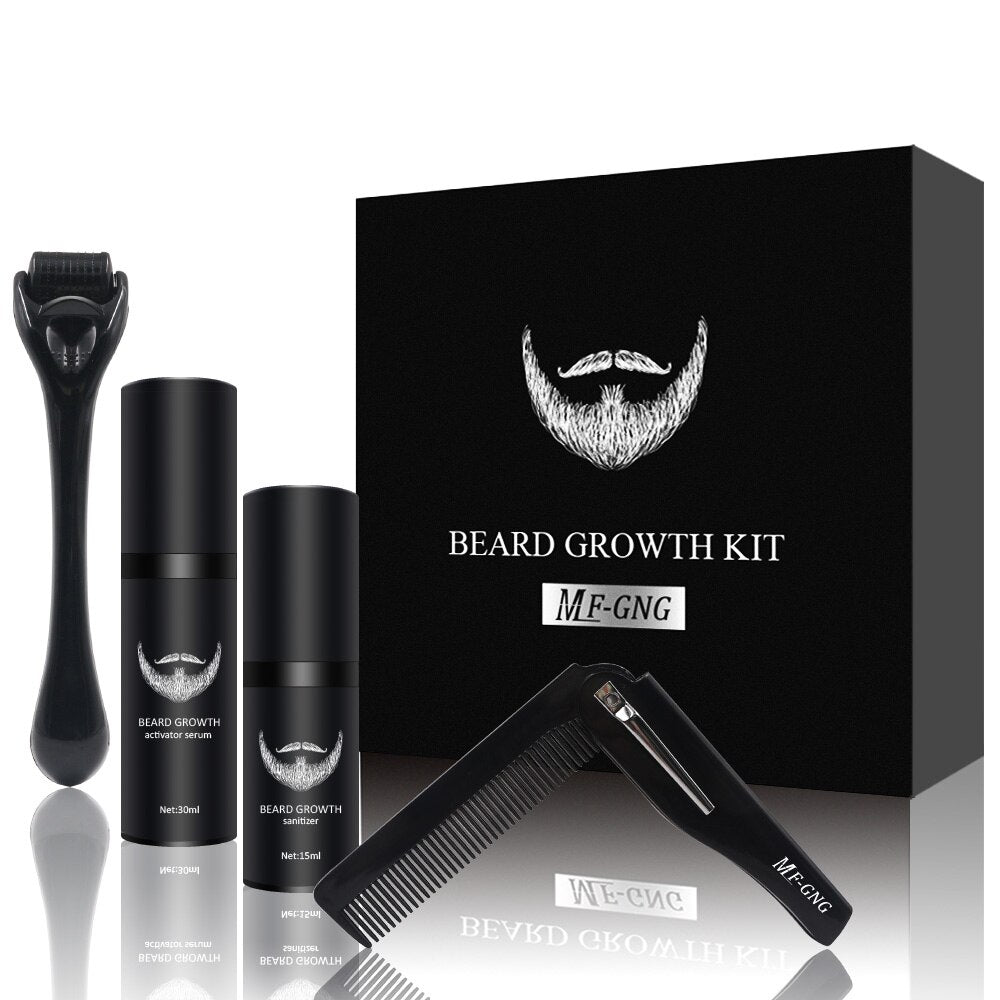 Ensemble de soins de la barbe pour hommes – Trousse complète de toilettage avec huile et peigne
