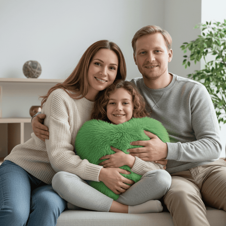 HUGNEST – Hartvormig kussen van imitatiebont voor warme en moderne woonruimtes 1
