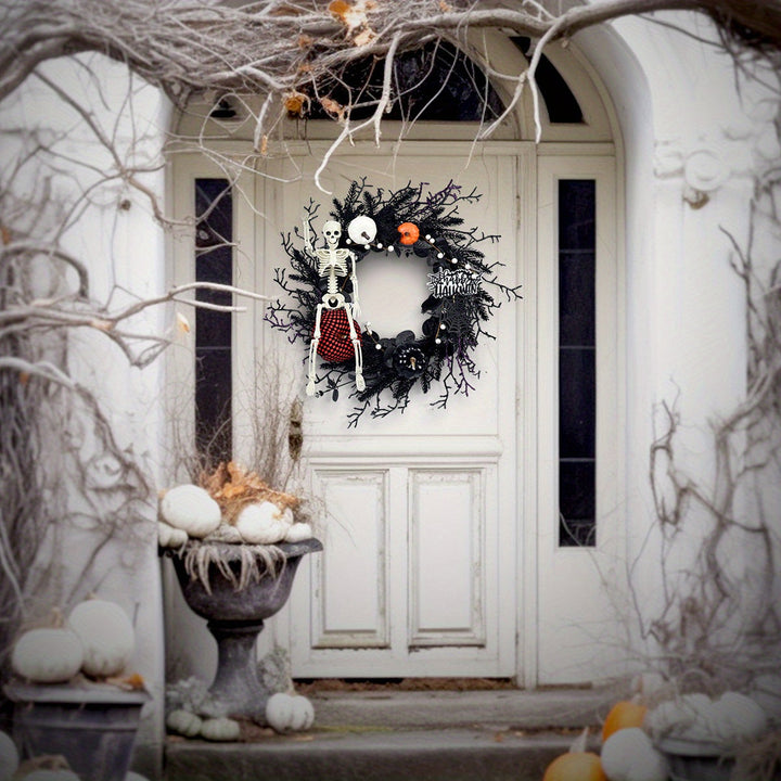 Halloween Gotische Skelet Pompoen Krans | Spookachtige Wanddecoratie 2