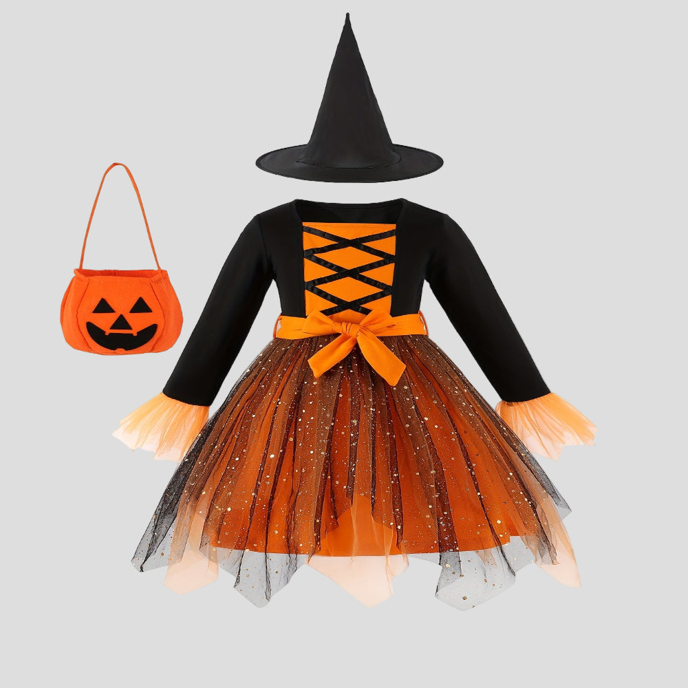 Halloween Heks Kostuum Kinderen Mesh Feestjurk 1