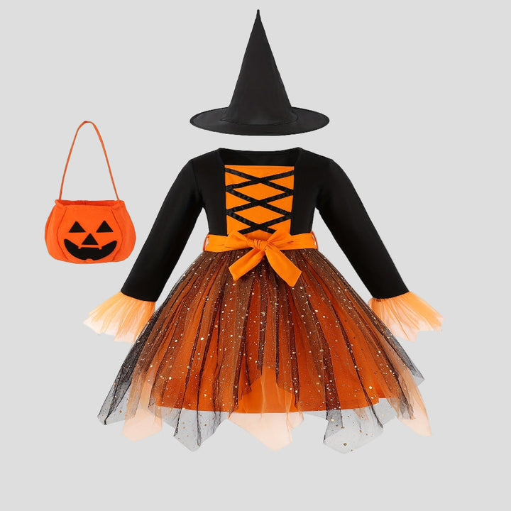 Halloween Heks Kostuum Kinderen Mesh Feestjurk 1
