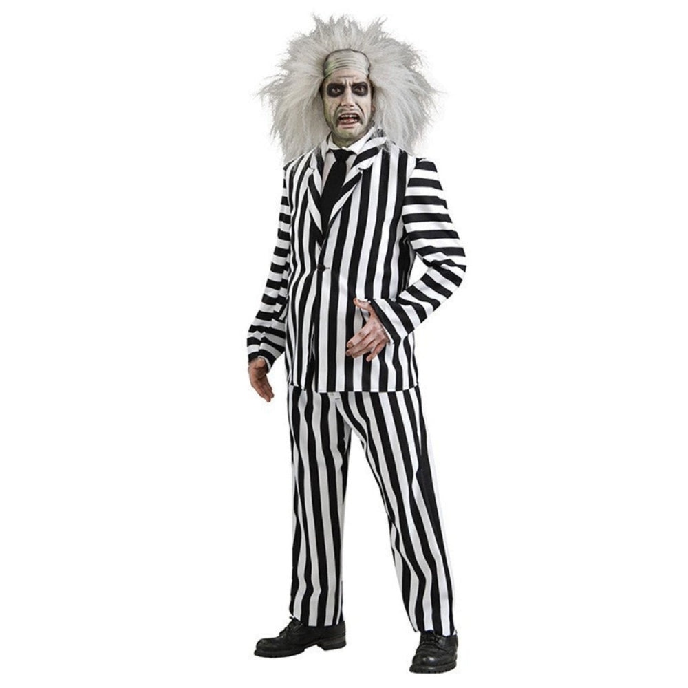 Halloween Kostuum Zwart Witte Gestreepte Pak 2