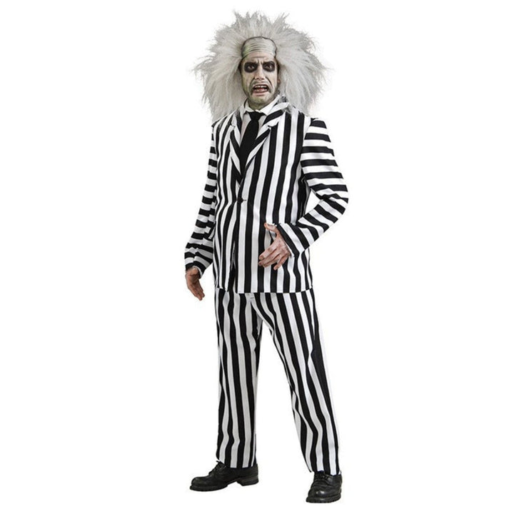 Halloween Kostuum Zwart Witte Gestreepte Pak 2