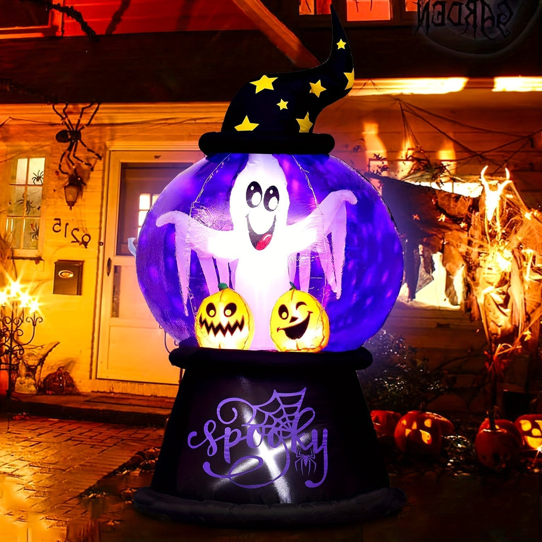 Halloween Opblaasbare Globe Decoratie met Verlichte Geest | Spooky Ghost LED Display 0