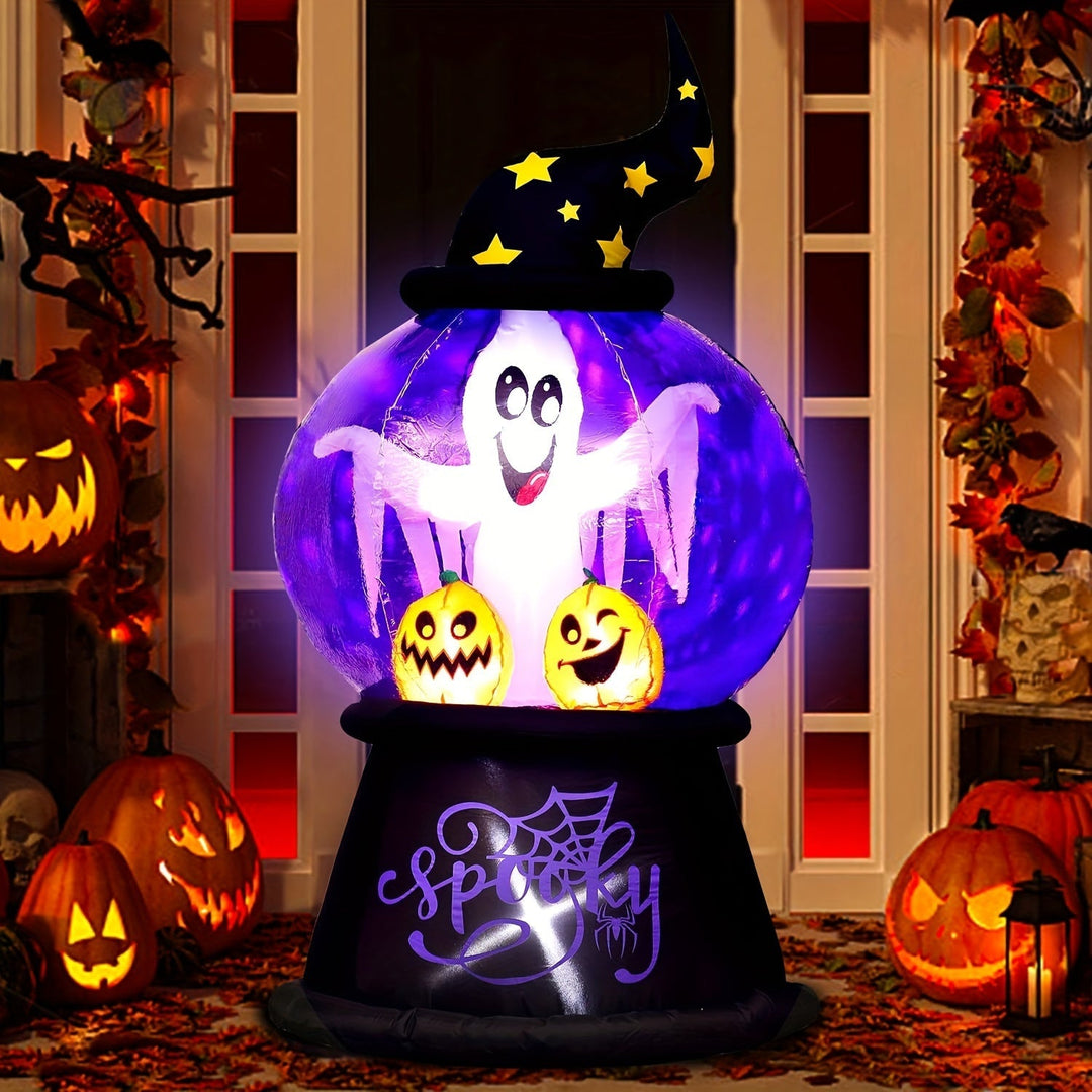 Halloween Opblaasbare Globe Decoratie met Verlichte Geest | Spooky Ghost LED Display 1