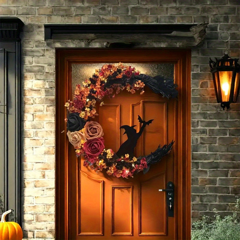 Halloween Rustieke Heks Bloem Wreath | Halvemaan Deur Decor 4
