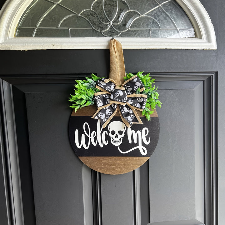 Halloween Spooky Skull Deurkrans | Rustieke Welkom Bord 2