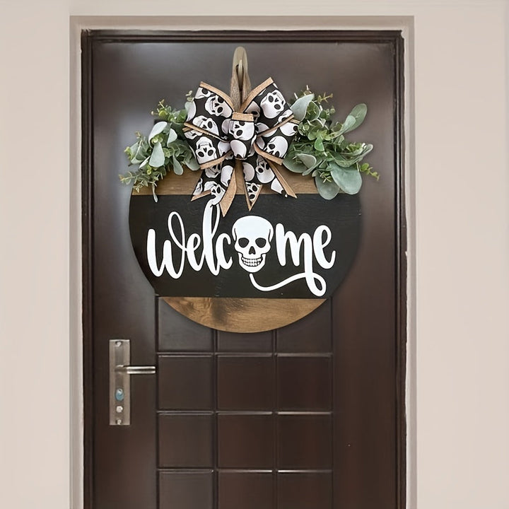 Halloween Spooky Skull Deurkrans | Rustieke Welkom Bord 4