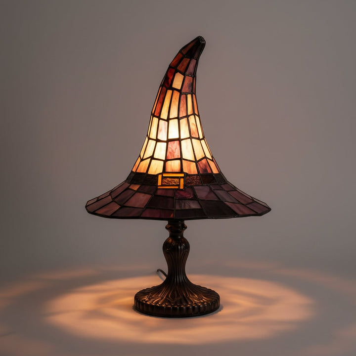 Halloween Tiffany Witch Hat Stained Glass Table Lamp with Metal Base 1