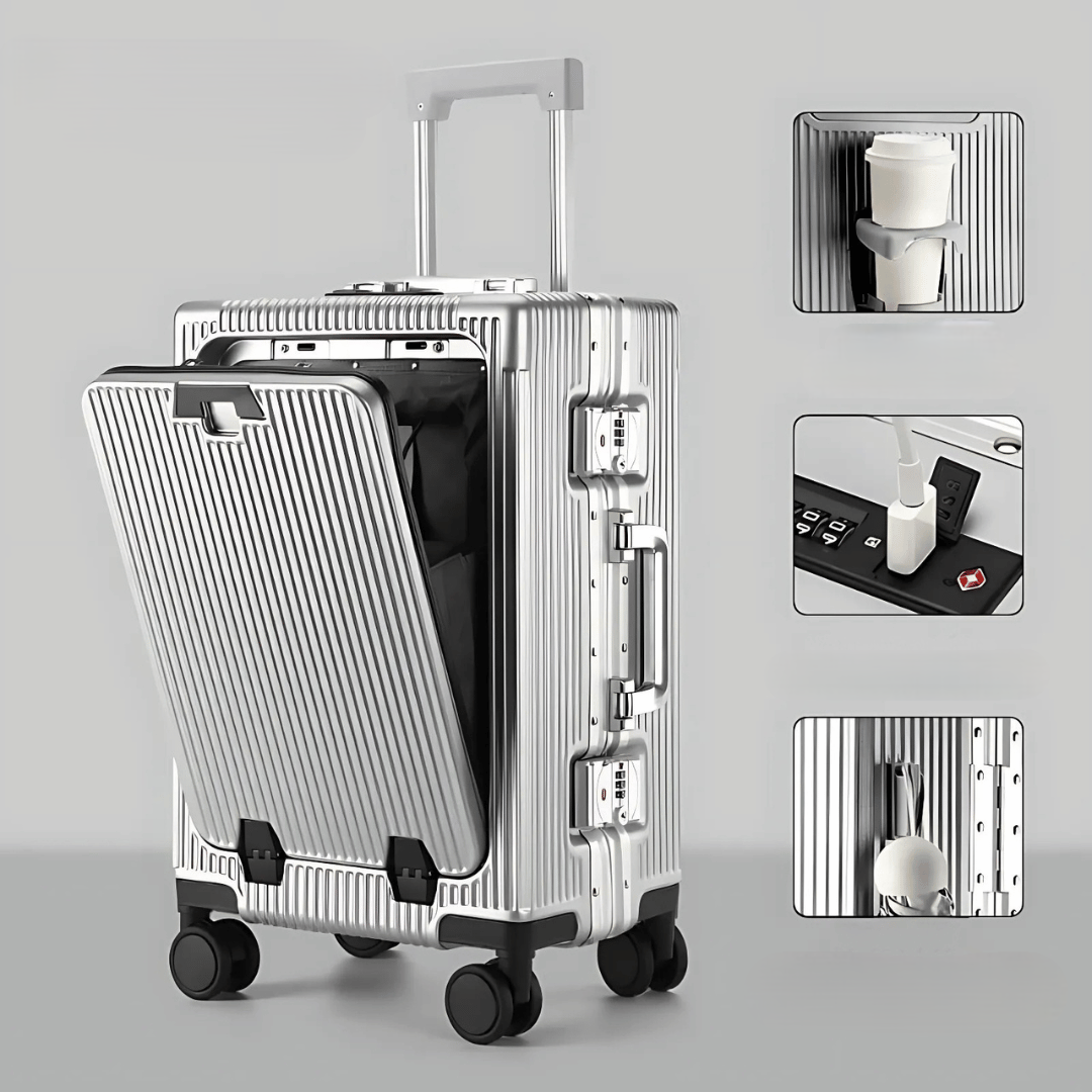 Handbagage Koffer 20 Inch met Laptopvak, TSA-slot en USB-poorten 0