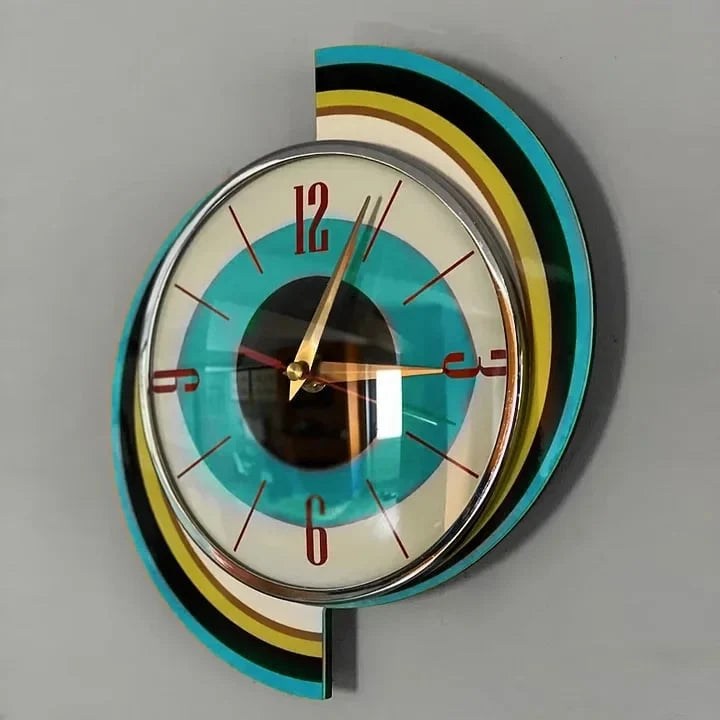 Handgemaakte Wandklok 40x40 cm Retro Woonkamer Stil Uurwerk Stralen Design Decoratief Batterij Modern | Sansoti 8