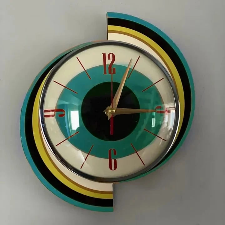 Handgemaakte Wandklok 40x40 cm Retro Woonkamer Stil Uurwerk Stralen Design Decoratief Batterij Modern | Sansoti 9