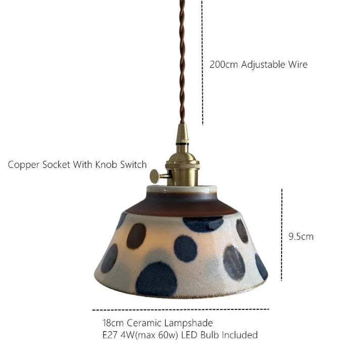 Handgeschilderde Keramische Hanglamp Scandinavisch Design Met Koperen Fitting Bloemenpatroon Voor Eettafel Keuken En Slaapkamer | Sansoti 7
