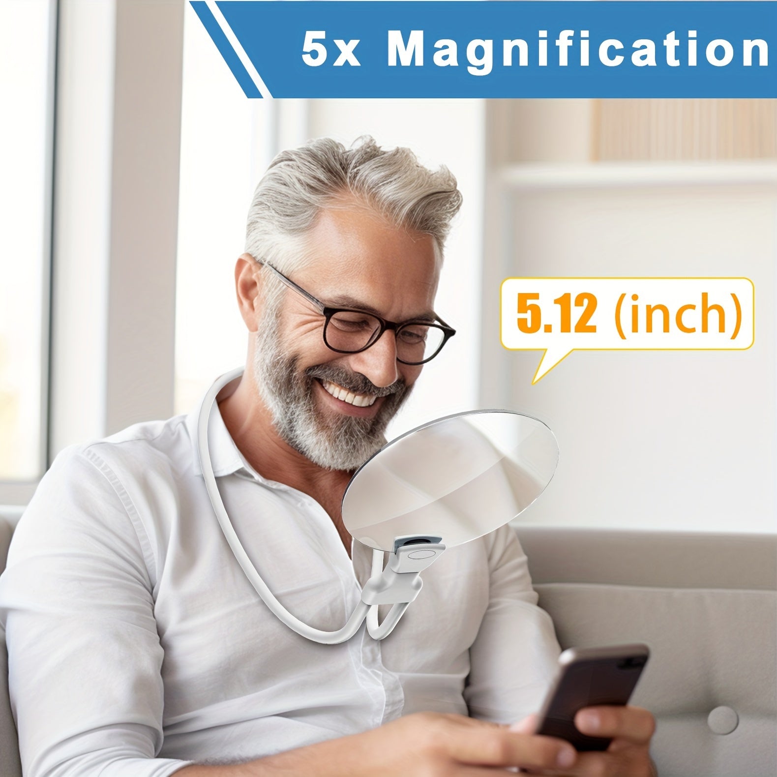 Handsfree Vergrootglas met Nekhouder – 5x Vergroting voor Lezen 1