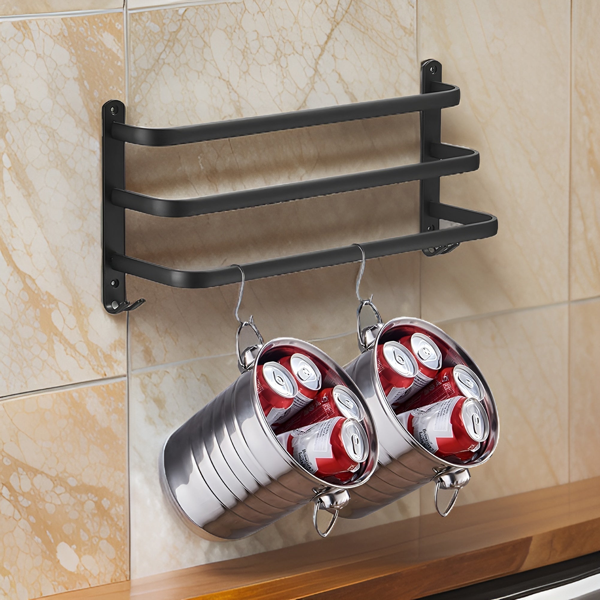 HangEase | 3-laags ruimtebesparende wandhanddoekhouder - aluminium badkamer organizer 5