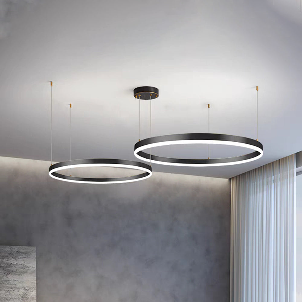 Hanglamp Ring LED Goud Zwart Metaal Acryl Dimbaar Woonkamer Eetkamer Slaapkamer | Sansoti 0