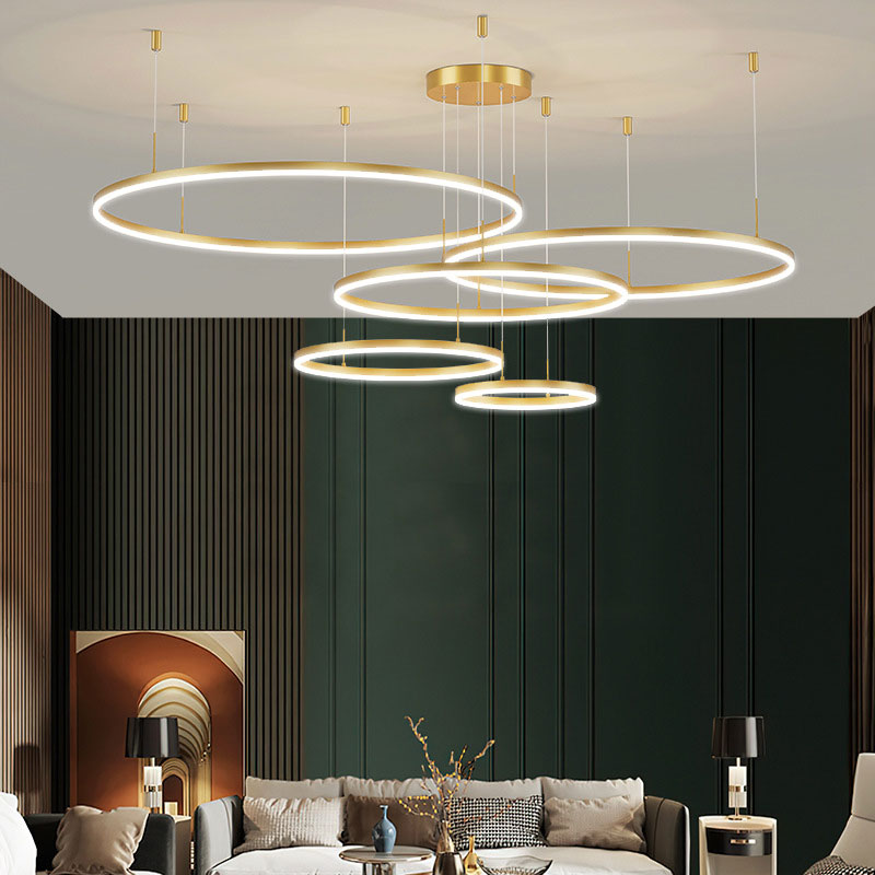 Hanglamp Ring LED Goud Zwart Metaal Acryl Dimbaar Woonkamer Eetkamer Slaapkamer | Sansoti 12