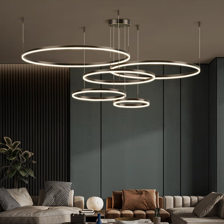 Hanglamp Ring LED Goud Zwart Metaal Acryl Dimbaar Woonkamer Eetkamer Slaapkamer | Sansoti 2