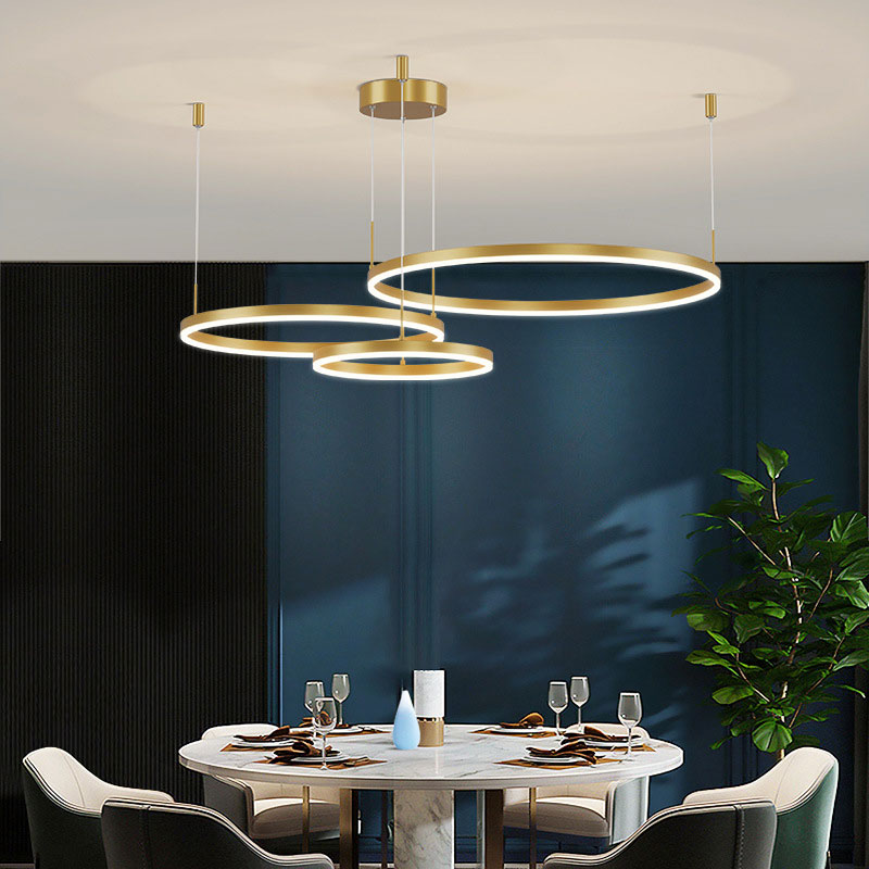 Hanglamp Ring LED Goud Zwart Metaal Acryl Dimbaar Woonkamer Eetkamer Slaapkamer | Sansoti 3