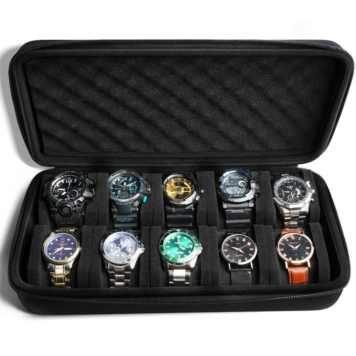 Hard Shell Watch Storage Box with 5 or 10 Slots for Travel and Display 0