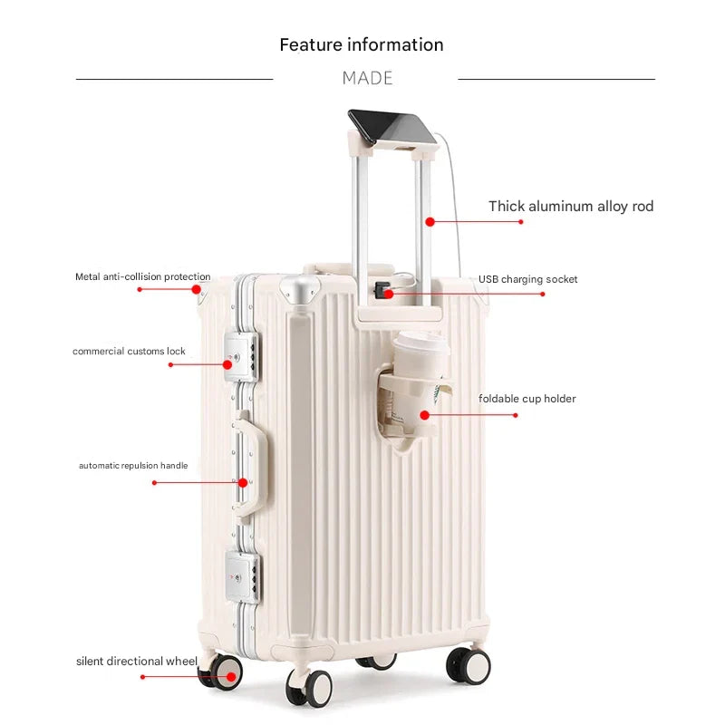 Hardcase Reiskoffer met TSA-slot, Aluminium Frame en 360° Wielen - Duurzaam en Handig Reizen 7