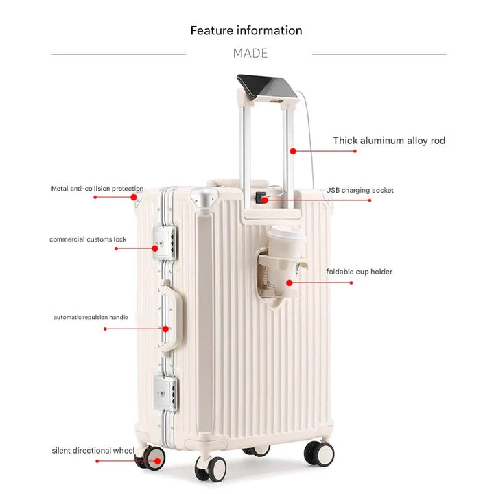 Hardcase Reiskoffer met TSA-slot, Aluminium Frame en 360° Wielen - Duurzaam en Handig Reizen 7