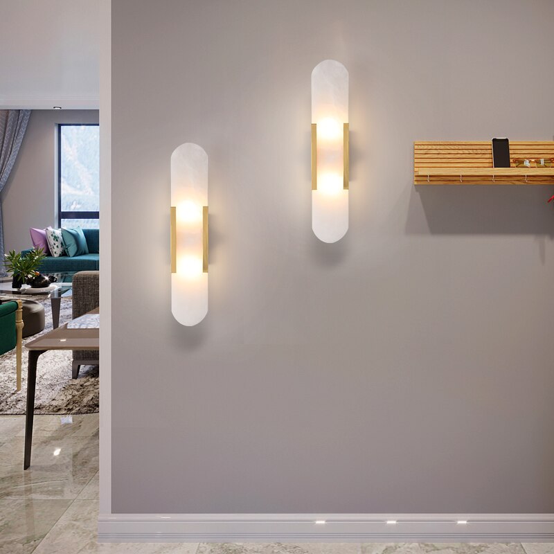 Applique murale Márbilo – Marbre espagnol de luxe avec finition en cuivre &amp; éclairage LED chaud