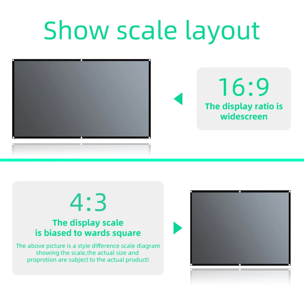 Salange Projector Screen 16:9 Metal Anti Light Curtain Reflective Fabric Cloth For YG300 XGIMI H3 HALO Mogo Xiaomi DLP Projector VestraGear