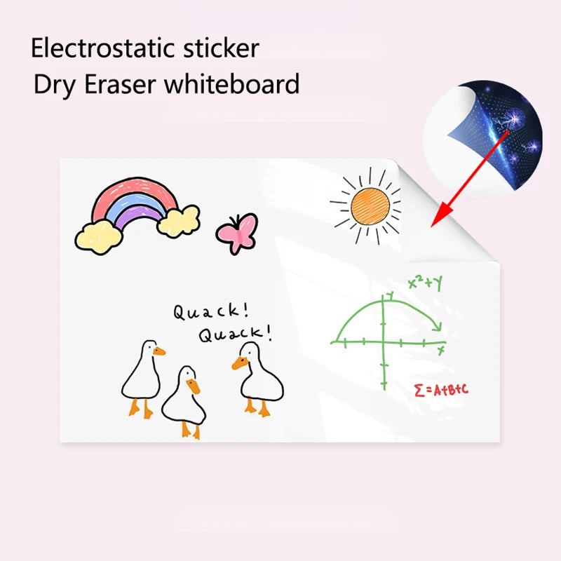 Herbruikbaar Statisch Whiteboard 45 cm, Droog Uitwisbaar en Schadevrij Bevestigen 5