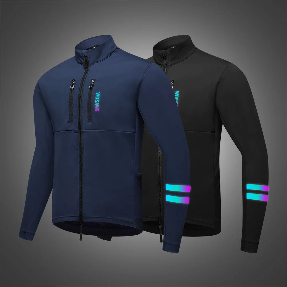 Cyclonix Winter Fietsjack voor Heren – Winddicht Thermisch Fleecejack met Reflecterende Details & Meerdere Zakken voor Winterritten