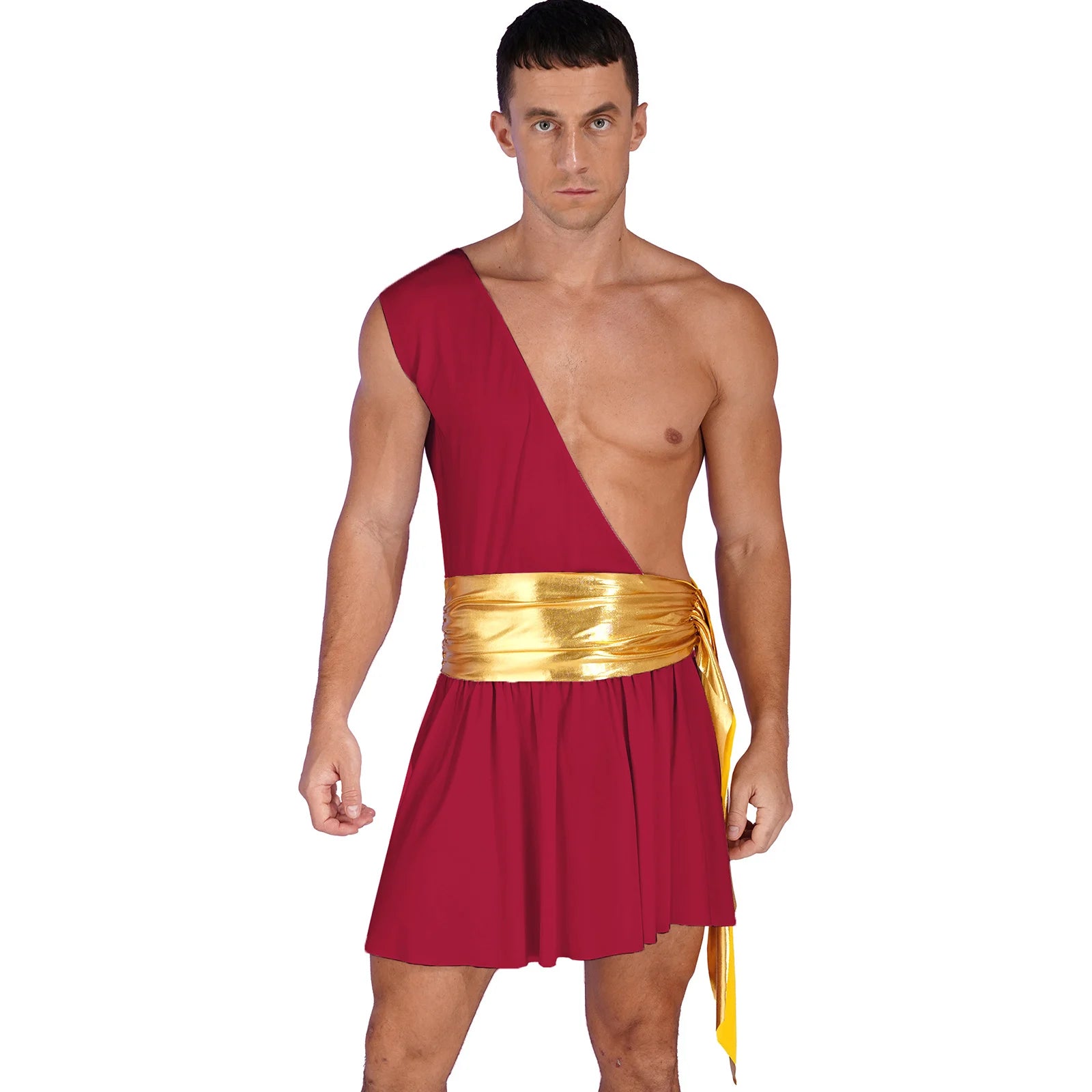 Heren Kostuum Griekse God met Eén Schouderriem en Rok voor Halloween 13