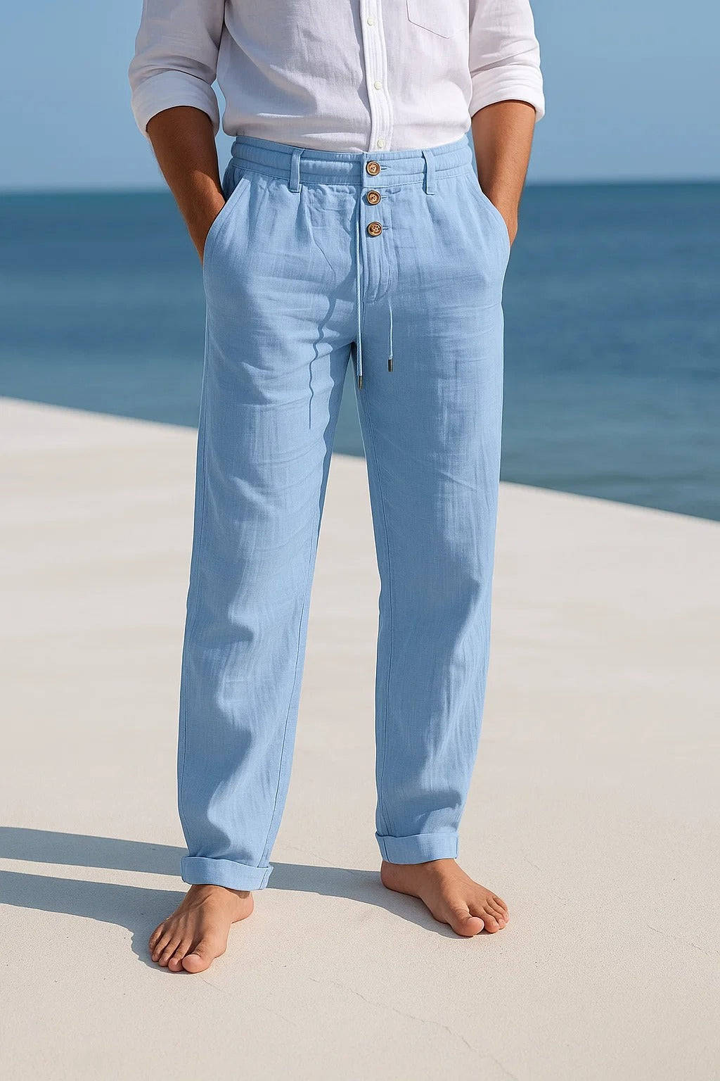 Heren Linnen Broek met Rechte Pasvorm en Ademend Zomercomfort 5