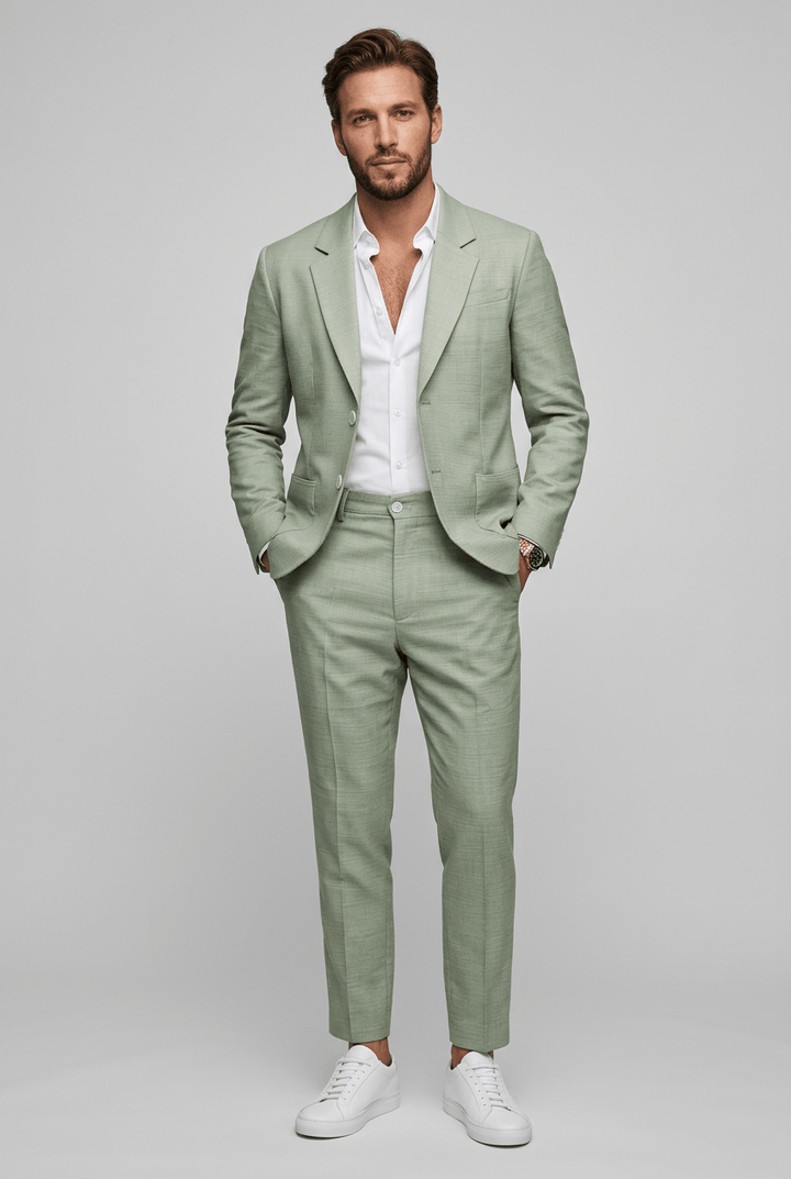 Heren Slim Fit Set – Tweedelig met Notch Revers, Geschikt voor Werk en Formele Gelegenheden 0