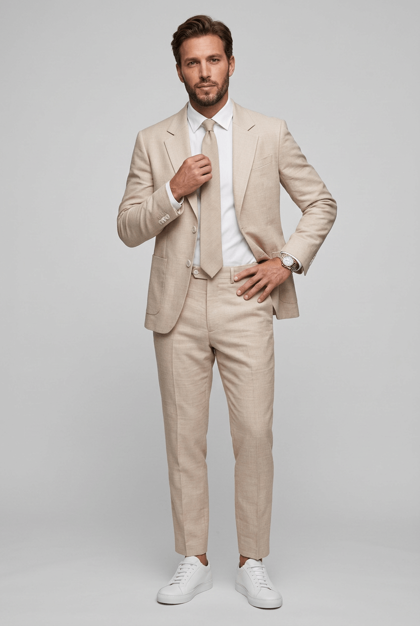 Heren Slim Fit Set – Tweedelig met Notch Revers, Geschikt voor Werk en Formele Gelegenheden 5