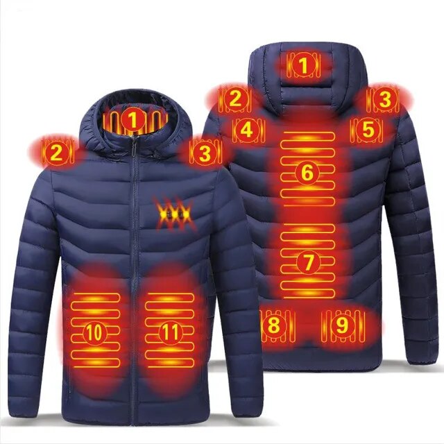 Heren Slimme Verwarmingsjas met USB-thermostaat 9