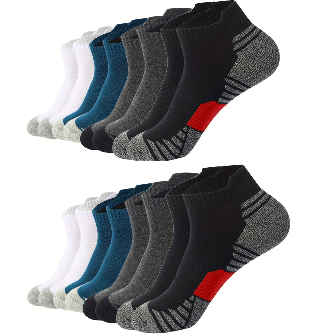 Heren Sokken Set 12 Paar Ademend Comfortabel voor Dagelijks Gebruik Katoen en Synthetisch Meerkleurig Zwart Wit Blauw Grijs | Sansoti 0