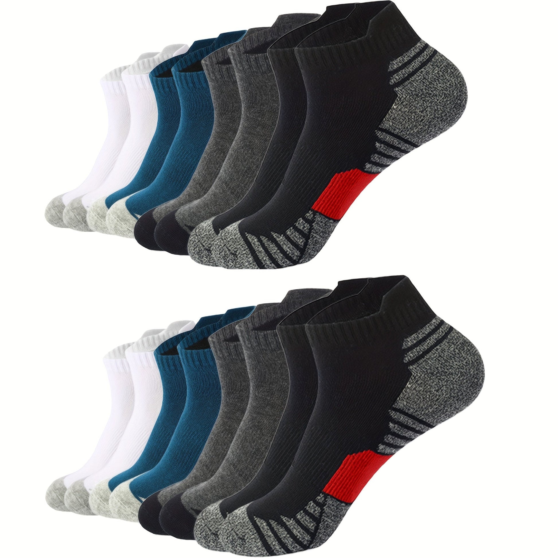 Heren Sokken Set 12 Paar Ademend Comfortabel voor Dagelijks Gebruik Katoen en Synthetisch Meerkleurig Zwart Wit Blauw Grijs | Sansoti 0
