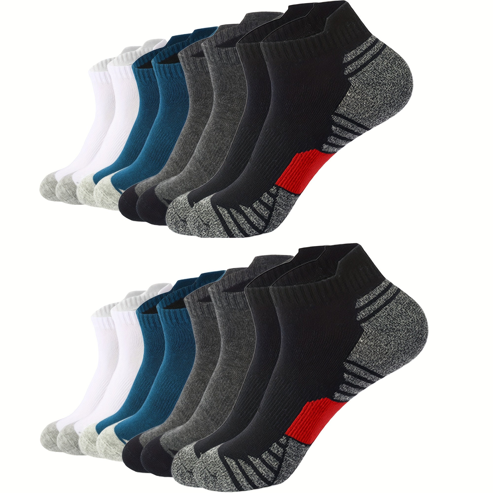 Heren Sokken Set 12 Paar Ademend Comfortabel voor Dagelijks Gebruik Katoen en Synthetisch Meerkleurig Zwart Wit Blauw Grijs | Sansoti 0