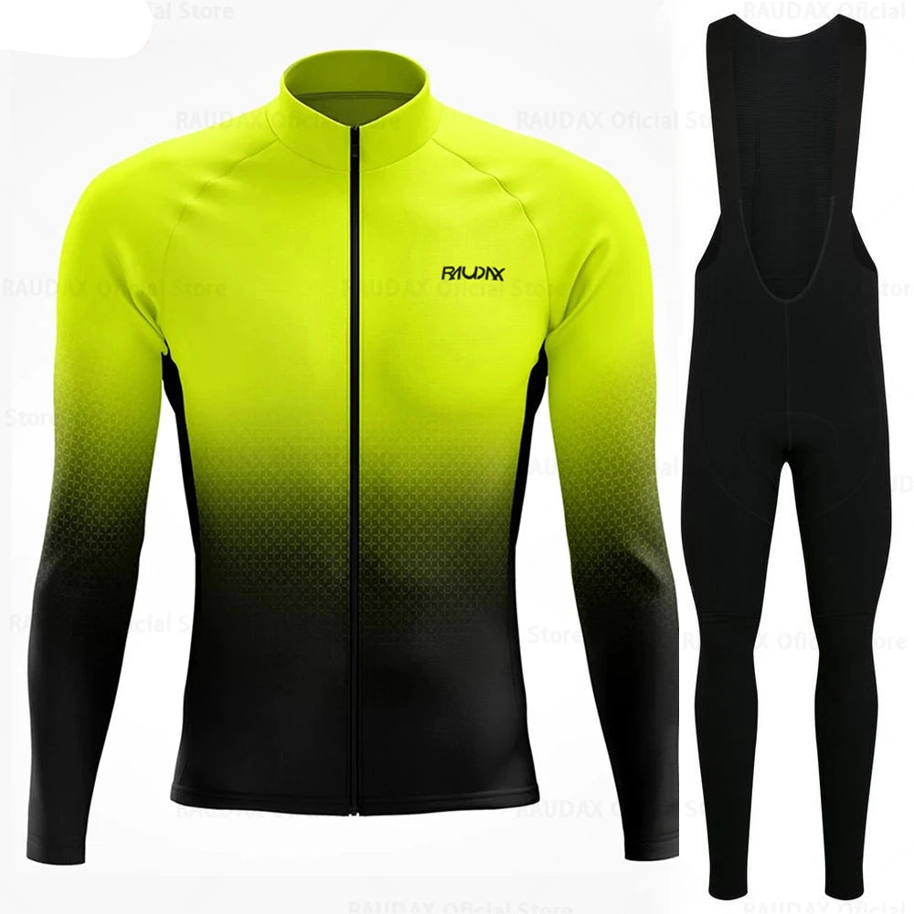 Heren Wielertrui Set met Lange Mouwen, Ademend, Anatomisch Ontwerp voor Bergfietsen 1