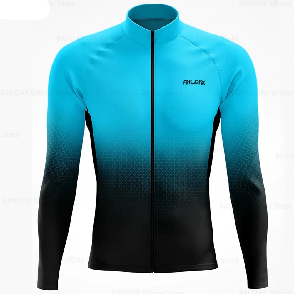 Heren Wielertrui Set met Lange Mouwen, Ademend, Anatomisch Ontwerp voor Bergfietsen 12