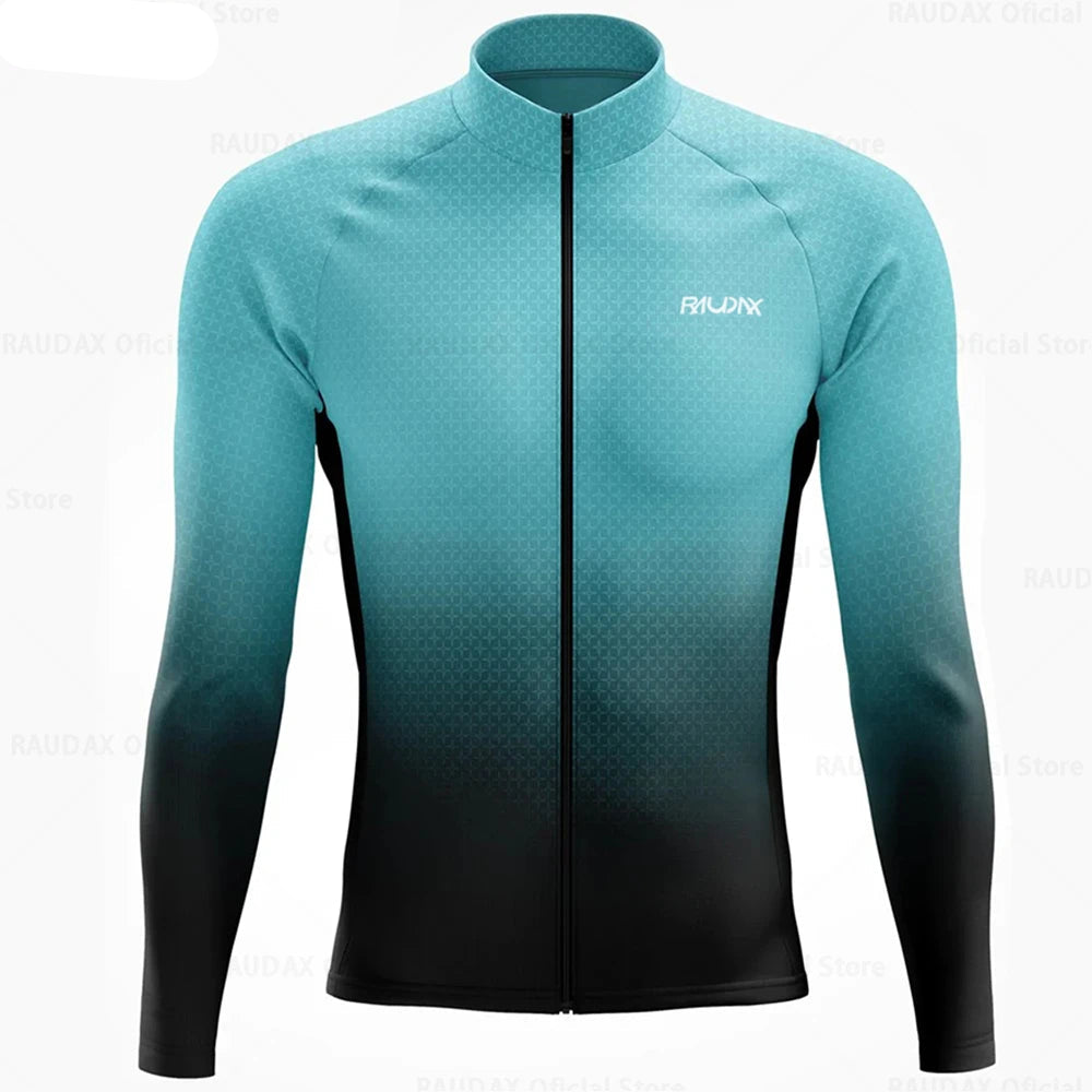 Heren Wielertrui Set met Lange Mouwen, Ademend, Anatomisch Ontwerp voor Bergfietsen 15