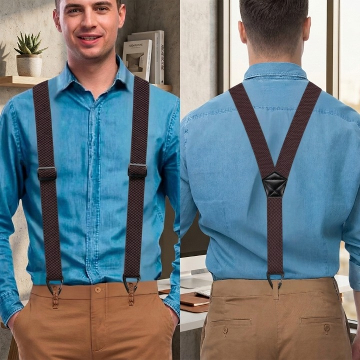 Herenbretels met Haakclips – Verstelbaar X-Back en Y-Vorm voor Perfecte Pasvorm | Sansoti 6