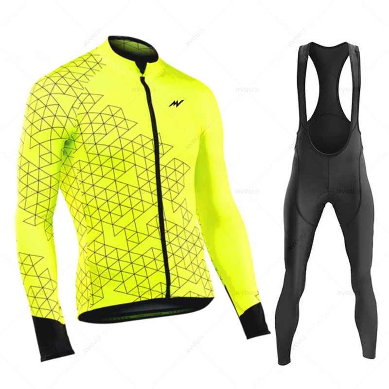 Herfst Wielertrui Set voor MTB met Lange Mouwen en Gelpad, Ademend en Sneldrogend 0