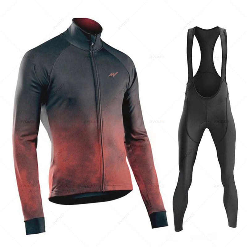 Herfst Wielertrui Set voor MTB met Lange Mouwen en Gelpad, Ademend en Sneldrogend 13