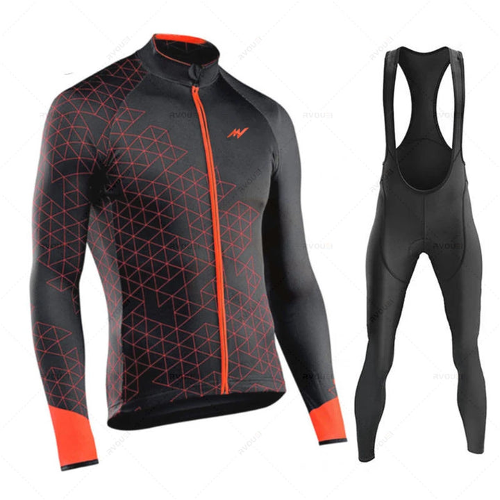 Herfst Wielertrui Set voor MTB met Lange Mouwen en Gelpad, Ademend en Sneldrogend 15